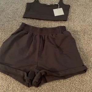 Meshki Charcoal Crop Set